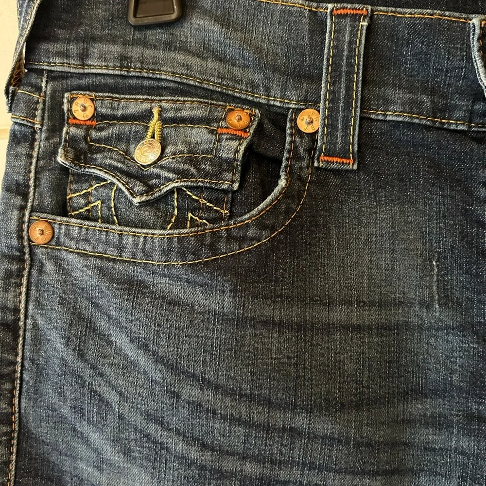 True Religion Blue Jean Shorts Distressed Casual Frayed